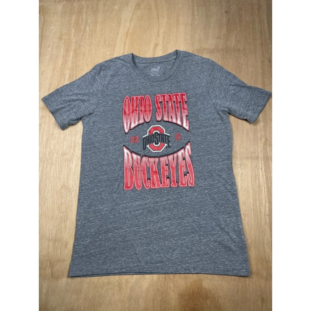 Mens Ohio State Buckeyes Graphic Gray Short Sleeve NCAA Football TShirt Size S